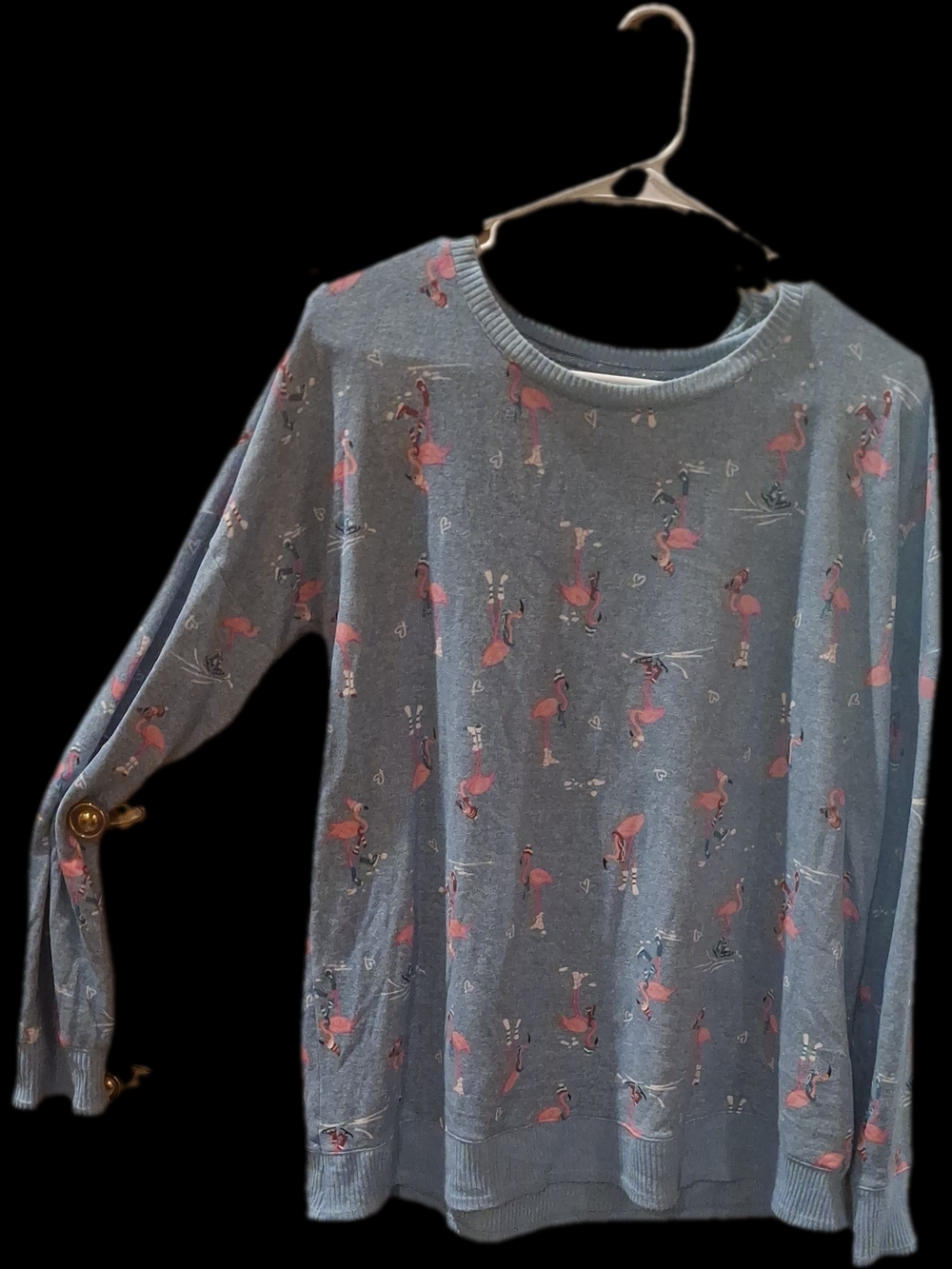 Relaxed Light Blue Women’s Pajama Set with Pink Accent Print - Picture 5 of 16